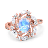 Floral Oval Natural Stone Cocktail Ring