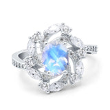 Floral Oval Natural Stone Cocktail Ring