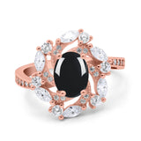 Floral Oval Natural Stone Cocktail Ring