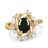 Floral Oval Natural Stone Cocktail Ring