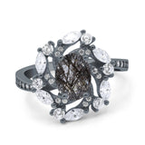 Floral Oval Natural Stone Cocktail Ring