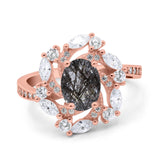 Floral Oval Natural Stone Cocktail Ring