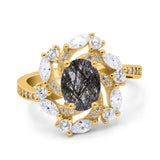Floral Oval Natural Stone Cocktail Ring
