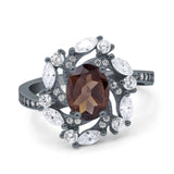 Floral Oval Natural Stone Cocktail Ring