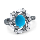 Floral Oval Natural Stone Cocktail Ring