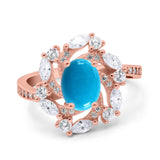 Floral Oval Natural Stone Cocktail Ring