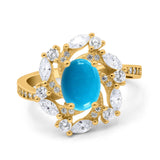 Floral Oval Natural Stone Cocktail Ring