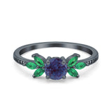 Art Deco Round Natural Stone Floral Ring