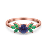 Art Deco Round Natural Stone Floral Ring