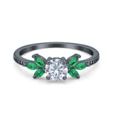 Art Deco Round Natural Stone Floral Ring