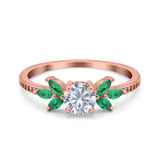 Art Deco Round Natural Stone Floral Ring