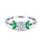 Art Deco Round Natural Stone Floral Ring