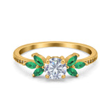 Art Deco Round Natural Stone Floral Ring