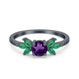 Art Deco Round Natural Stone Floral Ring