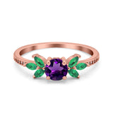 Art Deco Round Natural Stone Floral Ring