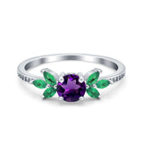 Art Deco Round Natural Stone Floral Ring