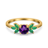 Art Deco Round Natural Stone Floral Ring