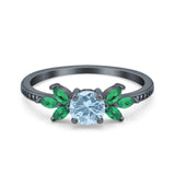 Art Deco Round Natural Stone Floral Ring