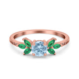 Art Deco Round Natural Stone Floral Ring