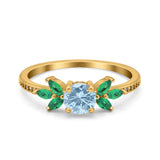 Art Deco Round Natural Stone Floral Ring