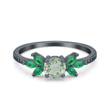 Art Deco Round Natural Stone Floral Ring