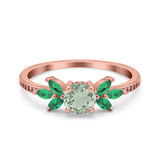 Art Deco Round Natural Stone Floral Ring