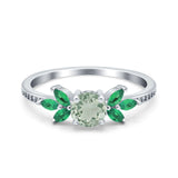 Art Deco Round Natural Stone Floral Ring