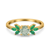 Art Deco Round Natural Stone Floral Ring