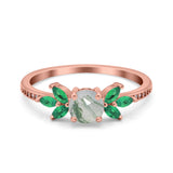 Art Deco Round Natural Stone Floral Ring