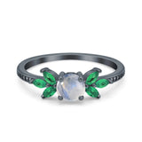 Art Deco Round Natural Stone Floral Ring