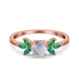 Art Deco Round Natural Stone Floral Ring