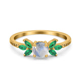 Art Deco Round Natural Stone Floral Ring