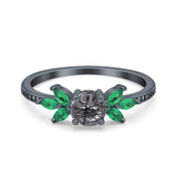 Art Deco Round Natural Stone Floral Ring