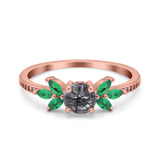 Art Deco Round Natural Stone Floral Ring