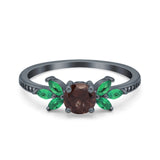 Art Deco Round Natural Stone Floral Ring