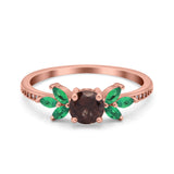 Art Deco Round Natural Stone Floral Ring