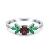 Art Deco Round Natural Stone Floral Ring