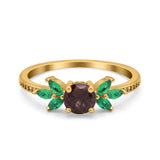 Art Deco Round Natural Stone Floral Ring