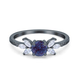 Art Deco Round Natural Stone Floral Ring