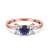 Art Deco Round Natural Stone Floral Ring