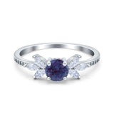 Art Deco Round Natural Stone Floral Ring