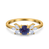 Art Deco Round Natural Stone Floral Ring