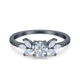 Art Deco Round Natural Stone Floral Ring