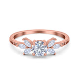 Art Deco Round Natural Stone Floral Ring