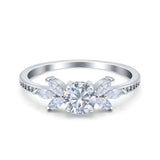 Art Deco Round Natural Stone Floral Ring