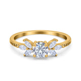 Art Deco Round Natural Stone Floral Ring