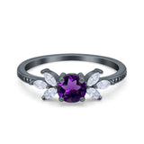 Art Deco Round Natural Stone Floral Ring