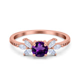 Art Deco Round Natural Stone Floral Ring