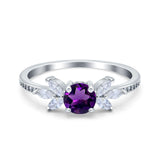 Art Deco Round Natural Stone Floral Ring