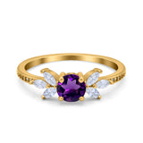 Art Deco Round Natural Stone Floral Ring